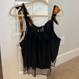 Free People velvet tank top with mesh